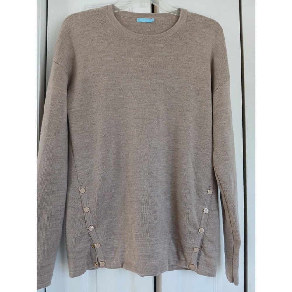 J. Mclaughlin Womens Merino Wool Button SnapDetail Sweater Top Brown Size Medium
